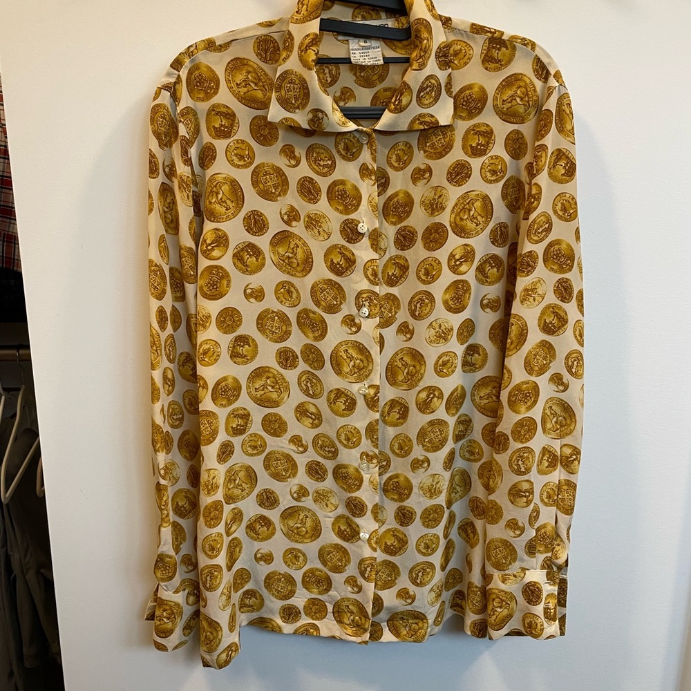 Rena Rowan Gold Coin Print Blouse